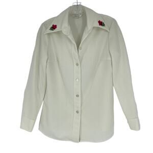 JC Penny Polyester Floral Embroidered Vintage Blouse Medium